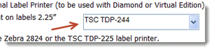 Select the TSC (or Zebra) printer from the drop-down menu. (If the printer isn't listed, install the printer.)